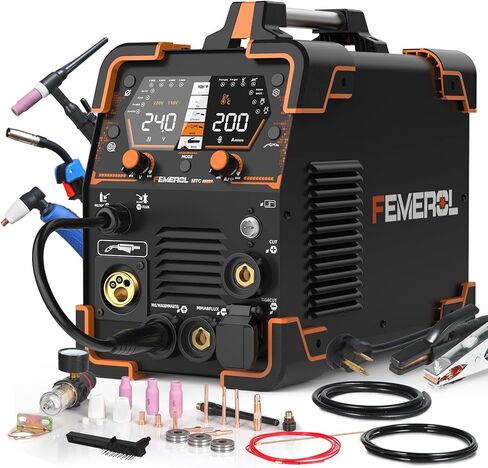 FEMEROL Plasma Cutter Welder Combo 200A Gas MIG/Gasless MIG/HF TIG/Stick/CUT/SPOT 6 in 1 Welding Machine Aluminum Welding 110/220V Dual Voltage Multi Process Welder in Kuwait