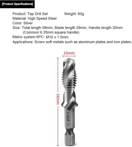 1/2 34 20 UNF X 1/4 34 محول عرقوب سداسي، مم Kılavuz M10 HSS /4 "مثقاب ساق سداسي ولقم مستدق أدوات وي لقم ثقب الحنفية in Kuwait