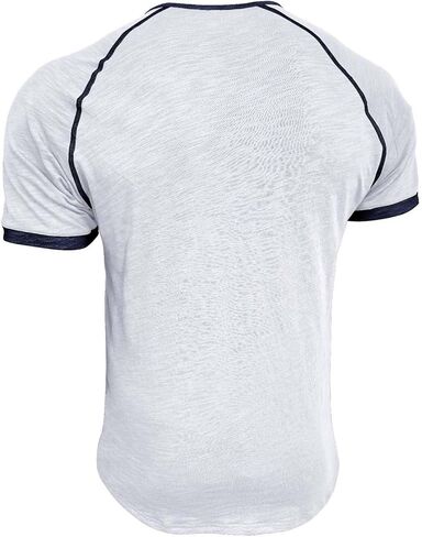 Mens Henley Shirts Raglan Short Sleeve Baseball Tees Casual Slim Fit T-Shirts Summer Classic Color Block Workout Top in Saudi Arabia