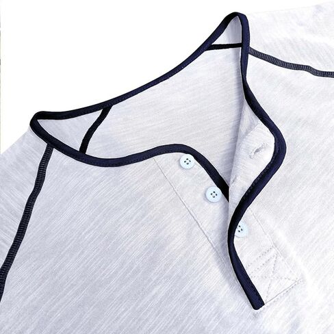 Mens Henley Shirts Raglan Short Sleeve Baseball Tees Casual Slim Fit T-Shirts Summer Classic Color Block Workout Top in Saudi Arabia