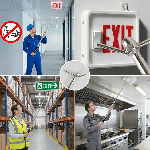 Extendable Smoke Detector Tester Pole - 13.8-60.5" Longer Reach with 2 Interchangeable Heads for Smoke Alarm & High Hooks - Stainless Steel Rod for Safe Ladder-Free Inspections - 1 Pack in Saudi Arabia