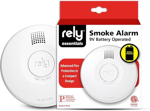 جهاز إنذار دخان Rely Essentials 4500 - كاشف دخان بمستشعر كهروضوئي يعمل بالبطارية - تصميم مدمج مقاس 4 بوصات - حماية من الحرائق المنزلية - سهل التركيب - عبوة واحدة in Saudi Arabia