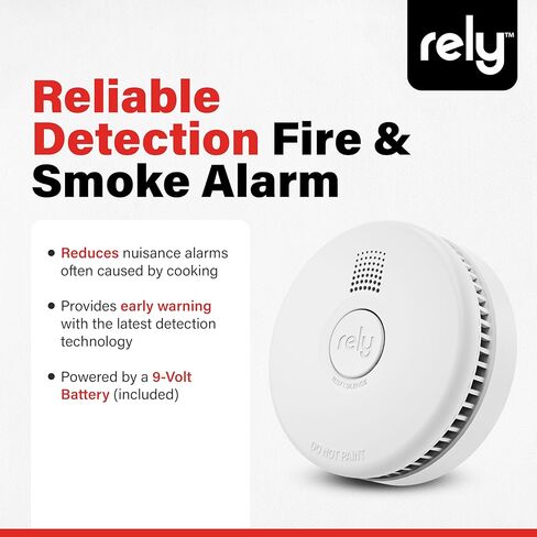 جهاز إنذار دخان Rely Essentials 4500 - كاشف دخان بمستشعر كهروضوئي يعمل بالبطارية - تصميم مدمج مقاس 4 بوصات - حماية من الحرائق المنزلية - سهل التركيب - عبوة واحدة in Saudi Arabia