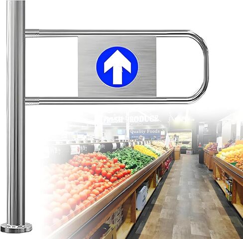 بوابة متأرجحة معدنية شديدة التحمل لأمن السوبر ماركت والمستودعات، باب ذاتي الإغلاق بنابض، حاجز مدخل صناعي، بوابة أمان 90 × 100 سم للمحلات التجارية والمكتبات in Kuwait