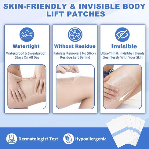 شريط رفع الفخذ للبشرة الرخوة، رقع غير مرئية مقاومة للماء لشد الساقين، وتقليل احتكاك الفخذ، ورفع ورقع الساقين للبشرة المترهلة، والمعدة، والذراعين، وشريط الجسم للنساء، صندوق واحد in Kuwait