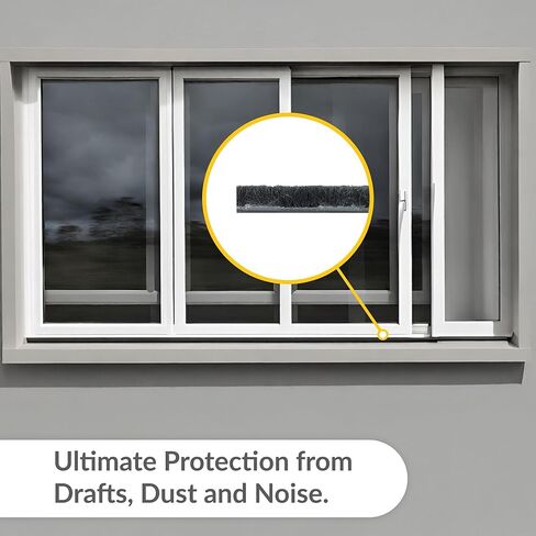 Brixwell Zipper Pile Weatherstrip - 100' Roll, 0.200" Pile Height, Gray, Zipper Weatherization Seal for Windows & Doors, Weatherstrip Replacement, Door Weather Seal in Kuwait