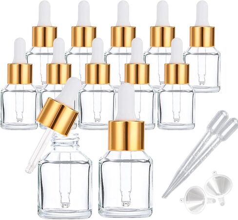 12 Pack Glass Dropper Bottle 15ml Clear Glass Bottles with Eye Dropper,for Essential Oils Small Travel Oil Bottle (Clear Frosted, 15ML) in Saudi Arabia