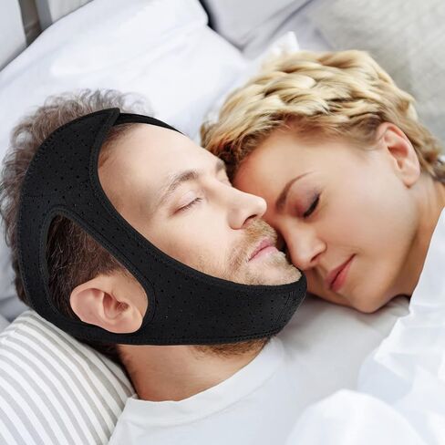 Snoring Chin Strap Comfortable Universal Snoring Devices Adjustable Effective Stop Snoring Sleep Snore Reducing Aid for Women and Men (Medium) in Kuwait