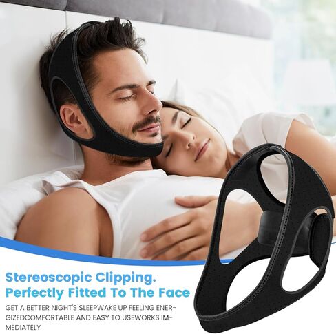Snoring Chin Strap Comfortable Universal Snoring Devices Adjustable Effective Stop Snoring Sleep Snore Reducing Aid for Women and Men (Medium) in Kuwait