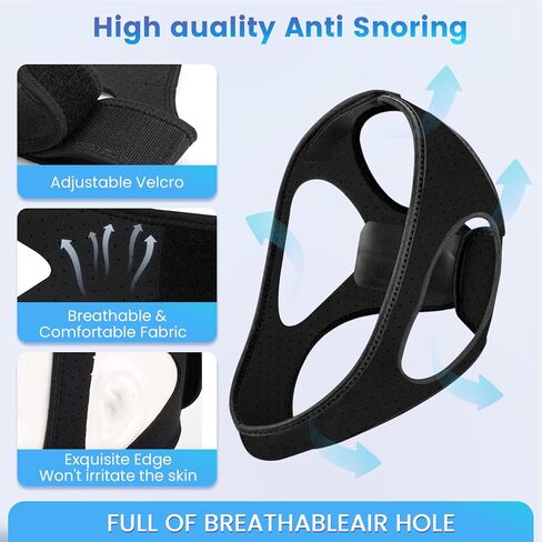 Snoring Chin Strap Comfortable Universal Snoring Devices Adjustable Effective Stop Snoring Sleep Snore Reducing Aid for Women and Men (Medium) in Kuwait