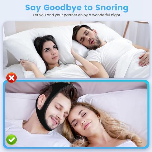 Snoring Chin Strap Comfortable Universal Snoring Devices Adjustable Effective Stop Snoring Sleep Snore Reducing Aid for Women and Men (Medium) in Kuwait