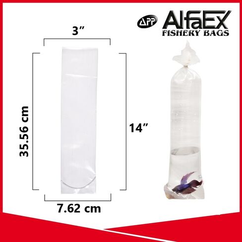 Fishery Bags 3 Inches Leak Proof Rounded Bottom Clear Plastic Fish Bags for Shrimps and Betta Fish Transport. (3" x 14" / 100 Pack / 2 Mil) in Kuwait