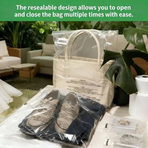 200 Count 12"x15" Cellophane Poly Bags, Self Seal Clear Plastic Bags with Suffocation Warning for Clothing, T-Shirts, Photos & Documents, Resealable Adhesive in Kuwait