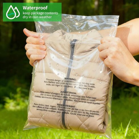 200 Count 12"x15" Cellophane Poly Bags, Self Seal Clear Plastic Bags with Suffocation Warning for Clothing, T-Shirts, Photos & Documents, Resealable Adhesive in Kuwait