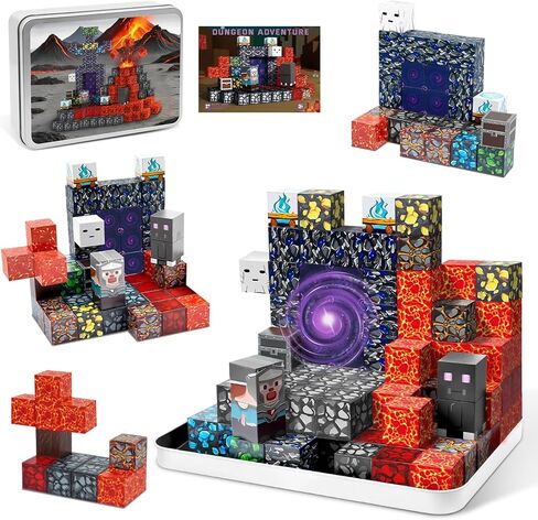 70PCS Magnetic Building Blocks Travel Toys for Kids Ages 4-8, Forest Portal Mini Magnetic Blocks with Iron Case, Portable Magnet Cubes STEM Learning Set for Toddler Boys Girls Ages 3+ in Kuwait