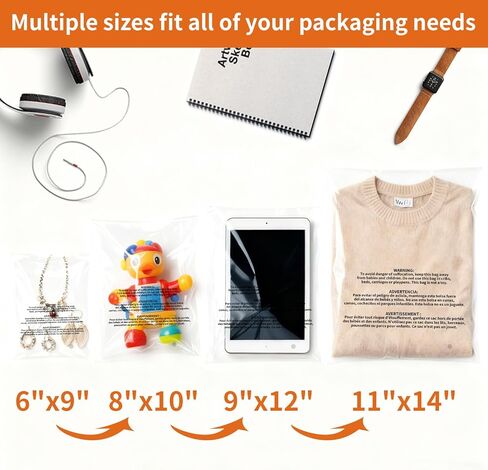 أكياس بولي من RBHK عدد 400 مع تحذير من الاختناق - 6x9، 8x10، 9x12، 11x14 بوصة، حقيبة تحذير ذاتية الغلق، حقيبة شحن قابلة للإغلاق للملابس، التعبئة والتغليف - أكياس السيلوفان ذاتية الغلق in Kuwait