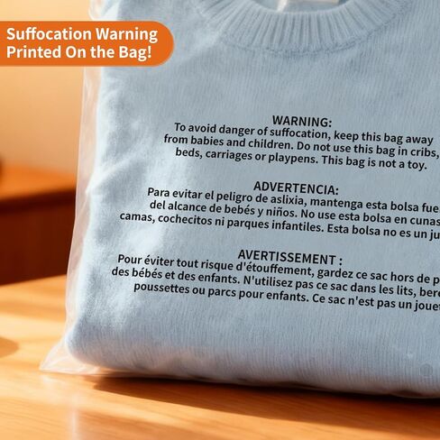أكياس بولي من RBHK عدد 400 مع تحذير من الاختناق - 6x9، 8x10، 9x12، 11x14 بوصة، حقيبة تحذير ذاتية الغلق، حقيبة شحن قابلة للإغلاق للملابس، التعبئة والتغليف - أكياس السيلوفان ذاتية الغلق in Kuwait