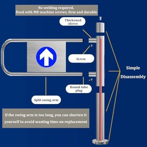 بوابات متأرجحة أوتوماتيكية لمحلات السوبر ماركت - حاجز أمان من الفولاذ المقاوم للصدأ في اتجاه واحد مع فتحة 90 درجة - باب وصول مثالي لمخازن المكتبات والمستودعات (170 × 100 سم) in Kuwait