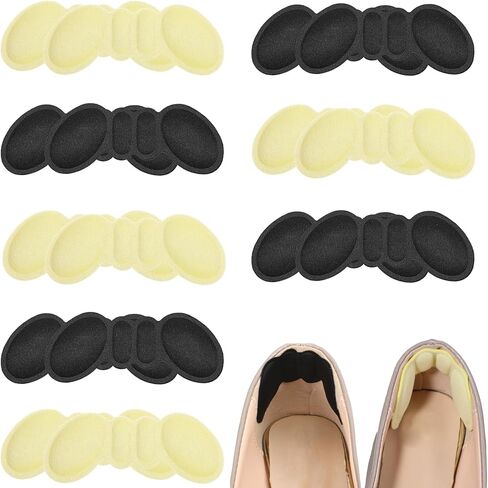 8 Pairs Heel Pads for Shoes Too Big- Heel Grips & Protectors for Loose Shoes Inserts for Men Women, Heels Cushion Pads to Prevent Blisters, Heels Pain & Slipping(Black White) in Saudi Arabia