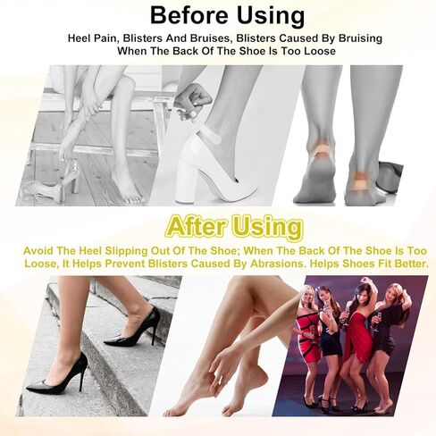 8 Pairs Heel Pads for Shoes Too Big- Heel Grips & Protectors for Loose Shoes Inserts for Men Women, Heels Cushion Pads to Prevent Blisters, Heels Pain & Slipping(Black White) in Saudi Arabia