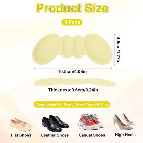 8 Pairs Heel Pads for Shoes Too Big- Heel Grips & Protectors for Loose Shoes Inserts for Men Women, Heels Cushion Pads to Prevent Blisters, Heels Pain & Slipping(Black White) in Saudi Arabia