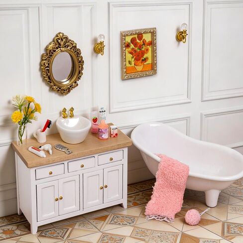 DIYDEC 75Pcs Dollhouse Mini Jewelry Storage Case Miniature Bathroom Accessories Figurines with Makeup Set Towel Cosmetic Toothbrush Shampoo Perfume Hair Dryer Comb Purse Doll Backpack Micro Scene in Saudi Arabia