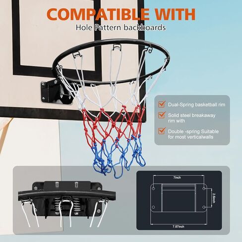 Miudgig 18 "استبدال كرة السلة ، Universal 18" محترف مزدوج الصلب كرة السلة الصلب حافة مع صافي نوبات في الأرض ومثبتة على الحائط ، داخلي/خارجية in Kuwait