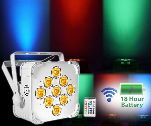 Rockville Best PAR 60 White 54W RGBWA+UV Wash Par Light, Wireless DMX, Rechargeable Battery, Remote Included, Up to 18Hr Battery Life, for DJs, Stage, and Events, 2-Piece in Saudi Arabia