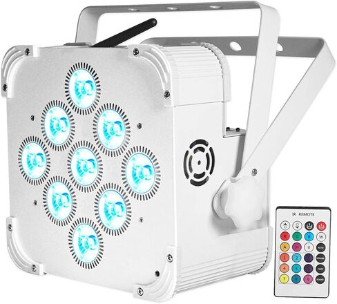Rockville Best PAR 60 White 54W RGBWA+UV Wash Par Light, Wireless DMX, Rechargeable Battery, Remote Included, Up to 18Hr Battery Life, for DJs, Stage, and Events, 2-Piece in Saudi Arabia