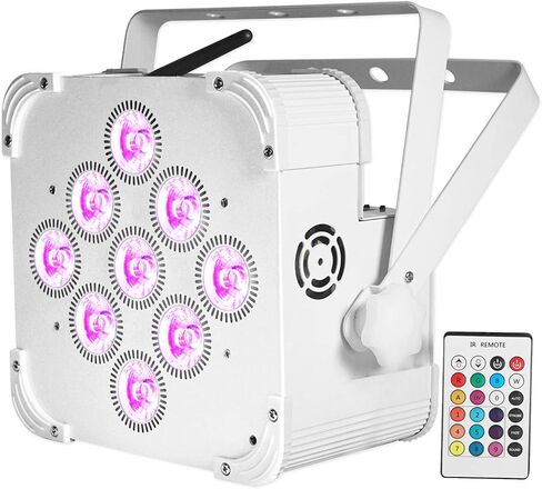Rockville Best PAR 60 White 54W RGBWA+UV Wash Par Light, Wireless DMX, Rechargeable Battery, Remote Included, Up to 18Hr Battery Life, for DJs, Stage, and Events, 2-Piece in Saudi Arabia