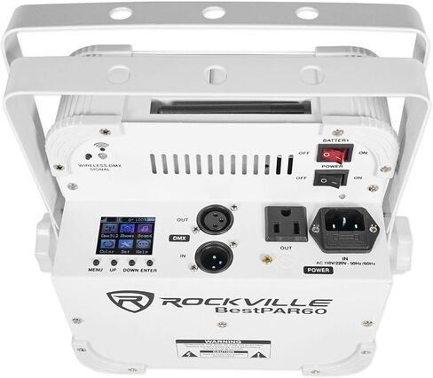 Rockville Best PAR 60 White 54W RGBWA+UV Wash Par Light, Wireless DMX, Rechargeable Battery, Remote Included, Up to 18Hr Battery Life, for DJs, Stage, and Events, 2-Piece in Saudi Arabia