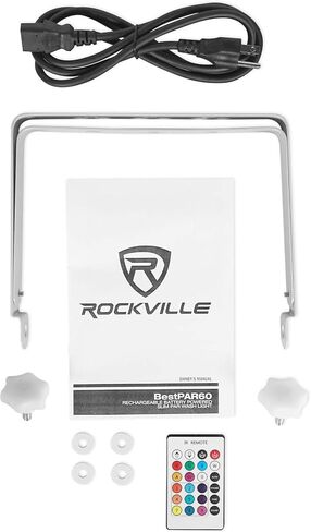 Rockville Best PAR 60 White 54W RGBWA+UV Wash Par Light, Wireless DMX, Rechargeable Battery, Remote Included, Up to 18Hr Battery Life, for DJs, Stage, and Events, 2-Piece in Saudi Arabia