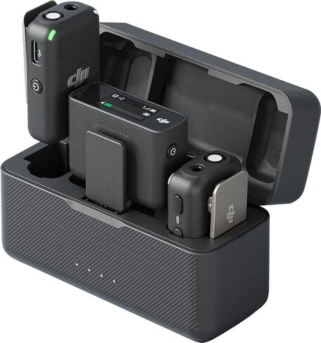 DJI Mic (2 TX + 1 RX + Charging Case), Noise Cancellation, Wireless Lavalier Microphone, 250m (820 ft.) Range, for PC, iPhone, Record Interview, YouTube, Vlogs (Renewed) in Kuwait
