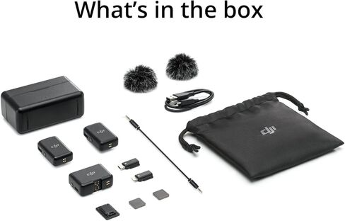 DJI Mic (2 TX + 1 RX + Charging Case), Noise Cancellation, Wireless Lavalier Microphone, 250m (820 ft.) Range, for PC, iPhone, Record Interview, YouTube, Vlogs (Renewed) in Kuwait