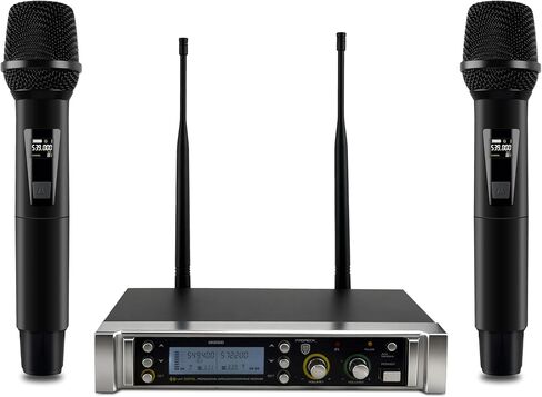 نظام ميكروفون لاسلكي PRORECK UK-2000 UHF بقناتين مع ميكروفونين محمولين، مثالي للحفلات/الزفاف/الكنيسة/المؤتمرات/الخطاب (UK-2000) in Kuwait
