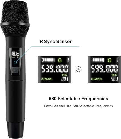 نظام ميكروفون لاسلكي PRORECK UK-2000 UHF بقناتين مع ميكروفونين محمولين، مثالي للحفلات/الزفاف/الكنيسة/المؤتمرات/الخطاب (UK-2000) in Kuwait