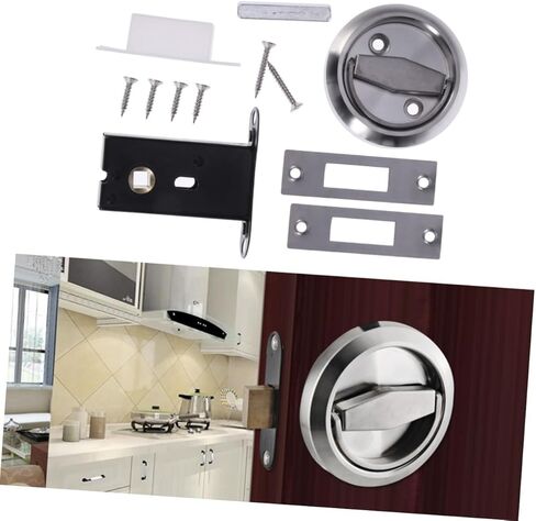 POPETPOP 1Set Hidden Door Lock Stainless Steel Keyless Mechanical Security for Privacy Doors Durable Invisible Design for Home and Outdoor Use Silver in Saudi Arabia