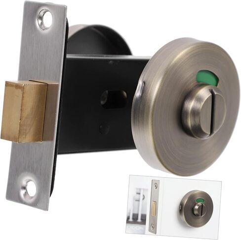 SEWACC Bathroom Door Lock with Vacant Engaged Indicator Keyless Toilet Partition Lock Retro Style Easy Installation for Public Restrooms Airports and Offices in Saudi Arabia