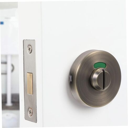 SEWACC Bathroom Door Lock with Vacant Engaged Indicator Keyless Toilet Partition Lock Retro Style Easy Installation for Public Restrooms Airports and Offices in Saudi Arabia