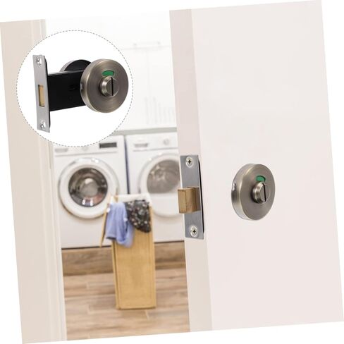 SEWACC Bathroom Door Lock with Vacant Engaged Indicator Keyless Toilet Partition Lock Retro Style Easy Installation for Public Restrooms Airports and Offices in Saudi Arabia