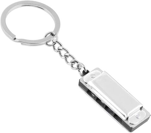 هارمونيكا 8 لهجة 4 فتحات هارمونيكا سلسلة المفاتيح لمفتاح سلسلة المفاتيح للمفتاح 3.6 × 1.2 × 0.8 سم للأطفال لعبة هارمونيكا كيرينغ، فضي in Kuwait