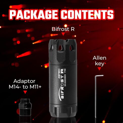 ACETECH Airsoft Pistol/Riffle RGB Tracer Unit Bifrost R 14mm CCW خيط سلبي مع محول M14- إلى M11+ يتوهج في اللون الأخضر الداكن/الأحمر BB LED تأثير إضاءة قوس قزح in Saudi Arabia
