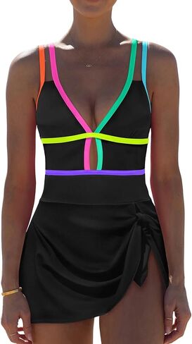 popvil Womens One Piece Swimsuit 2026 Swim Dress Tummy Control Sexy Bathing Suit Neon Swmming Suit in Saudi Arabia