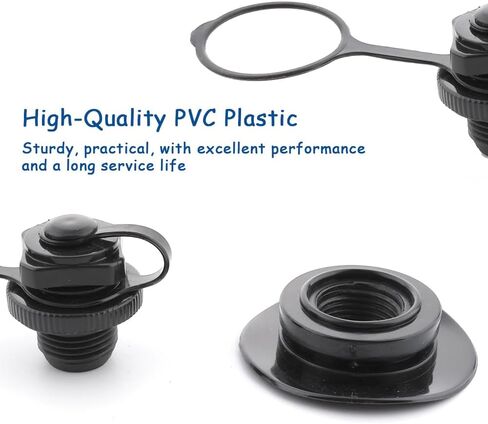 0.94"(24mm) Inflatable Boat Air Valve, 8 Pack Boston Valve Inflation Nozzle Inflation Boat One-Way Inflation Replacement Screw for Inflatable Boats and Rubber Swimming Pools Inflation, Black in Kuwait