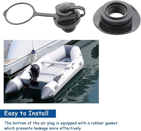 0.94"(24mm) Inflatable Boat Air Valve, 8 Pack Boston Valve Inflation Nozzle Inflation Boat One-Way Inflation Replacement Screw for Inflatable Boats and Rubber Swimming Pools Inflation, Black in Kuwait