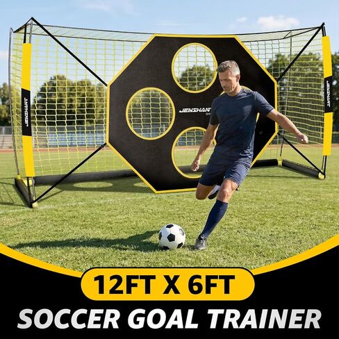 شبكات كرة القدم للفناء الخلفي، شبكة كرة قدم 12 × 6 قدم سهلة الإعداد، أهداف كرة قدم محمولة للفناء الخلفي مع قاعدة معدنية قابلة للطي مطورة، شبكة هدف كرة قدم داخلية للاستخدام الخارجي للتمرين مع حقيبة حمل in Kuwait