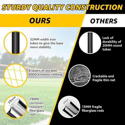 شبكات كرة القدم للفناء الخلفي، شبكة كرة قدم 12 × 6 قدم سهلة الإعداد، أهداف كرة قدم محمولة للفناء الخلفي مع قاعدة معدنية قابلة للطي مطورة، شبكة هدف كرة قدم داخلية للاستخدام الخارجي للتمرين مع حقيبة حمل in Kuwait