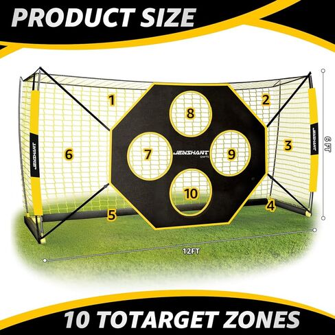 شبكات كرة القدم للفناء الخلفي، شبكة كرة قدم 12 × 6 قدم سهلة الإعداد، أهداف كرة قدم محمولة للفناء الخلفي مع قاعدة معدنية قابلة للطي مطورة، شبكة هدف كرة قدم داخلية للاستخدام الخارجي للتمرين مع حقيبة حمل in Kuwait