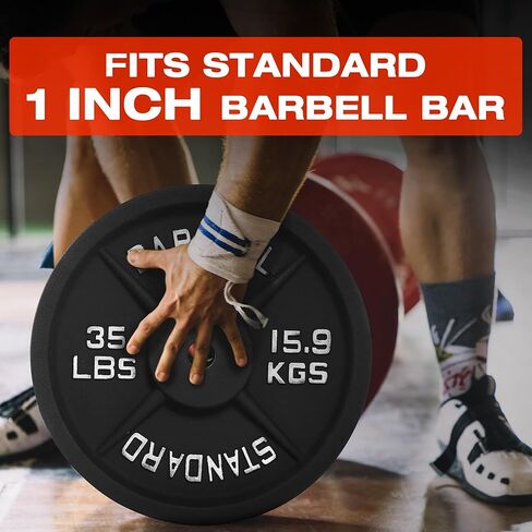 لوح وزن قياسي من حديد الزهر مقاس 2.54 سم من Fitvids لتدريب القوة ورفع الأثقال، صالة الألعاب الرياضية المنزلية، تتوفر أوزان متعددة in Saudi Arabia
