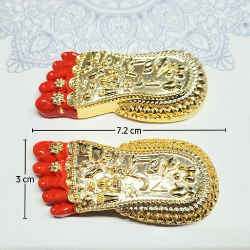 أرنافيرا لمسة نهائية عتيقة مطلية بالذهب لورد بالاجي تشاران بادوكا | فيشنو شاران بادوكا لغرفة بوجا/لوحة قيادة السيارة/الهدايا (لاكشمي بادوكا أحمر ذهبي، متوسط) in Kuwait